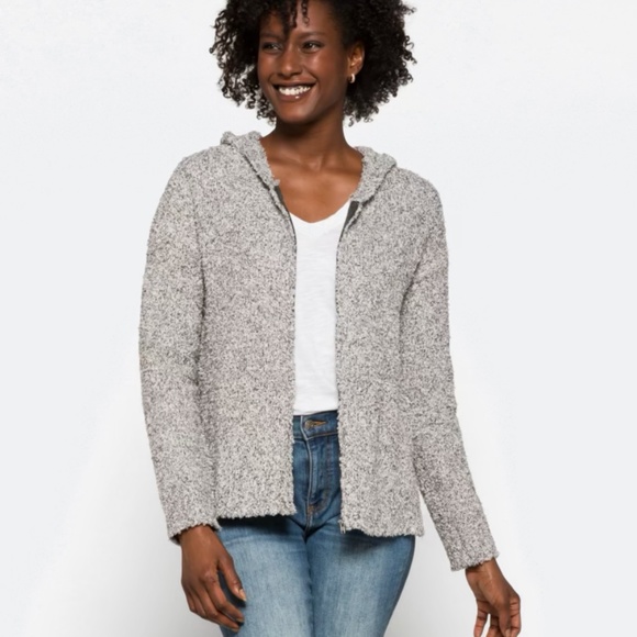 Women's Zip Up Cardigan, M, EUC, Hood, Heather gray - Picture 2 of 11